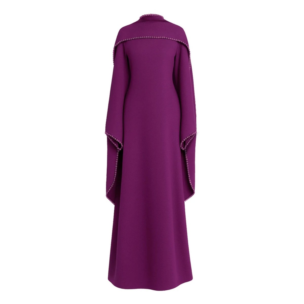 Elegant Pearl Embellished Cape Sleeve Evening Dress(MA337) - Mariam's Collection