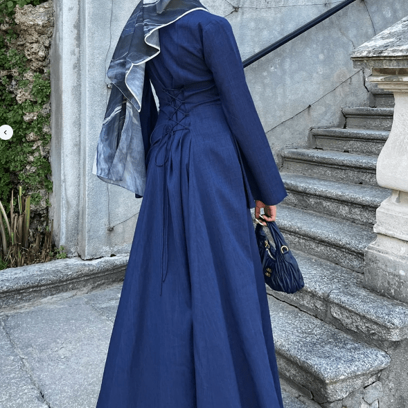 Elegant Solid Color Robe Abaya Back - Tie Dressing Gown Style Abaya with Flared Sleeves. (MA215) - Mariam's Collection
