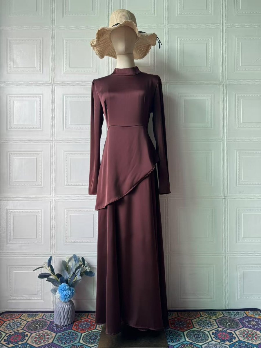 Exotic Long-Sleeve Maxi Dress Abaya 2025 Brown / M Exotic Long-Sleeve Maxi Dress Abaya 2025 Brown / M