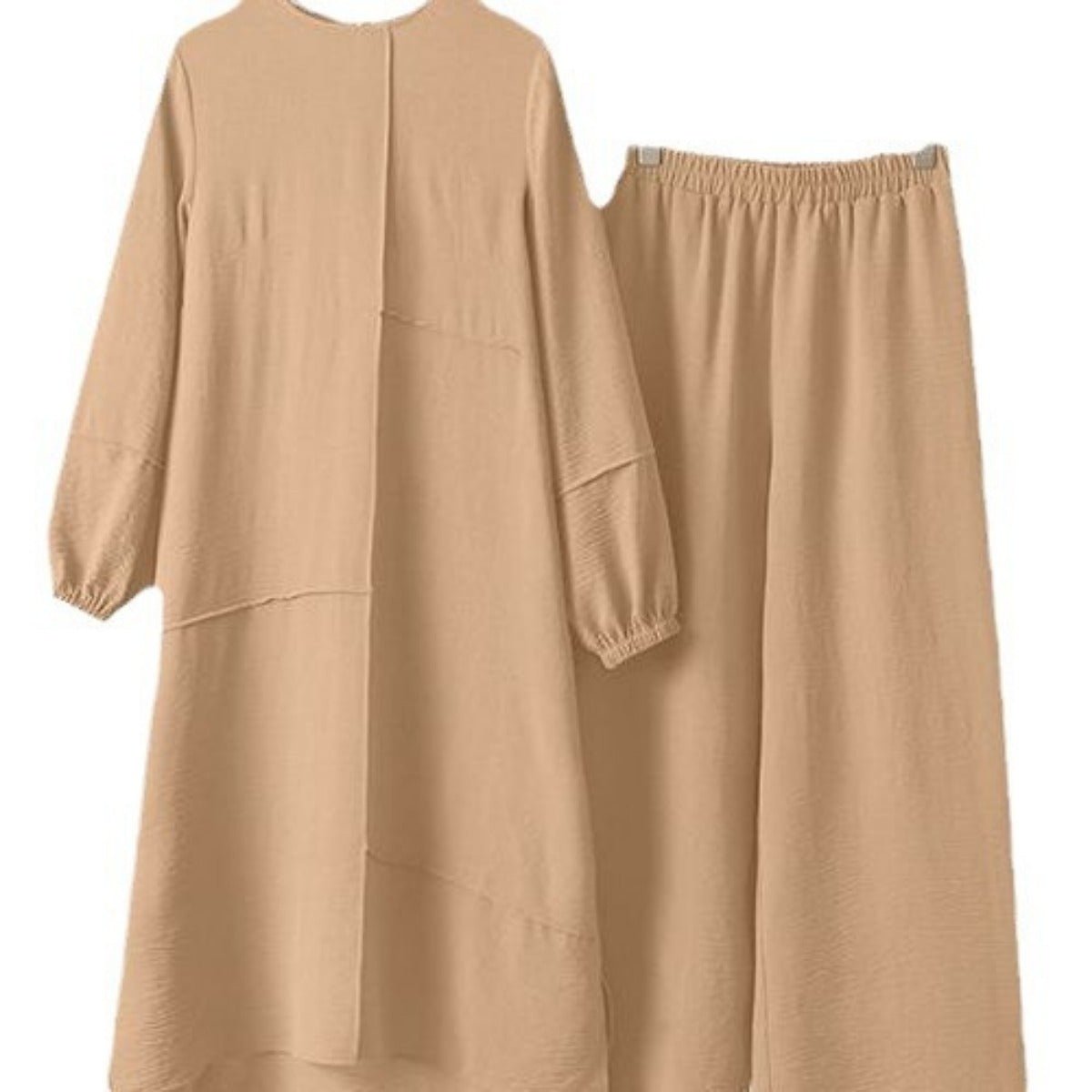 Elegant Sportswear Two - Piece Set | Modest Muslim Athleisure Bubble Sleeve Top & Wide Leg Pants. (MS101) - Mariam's Collection