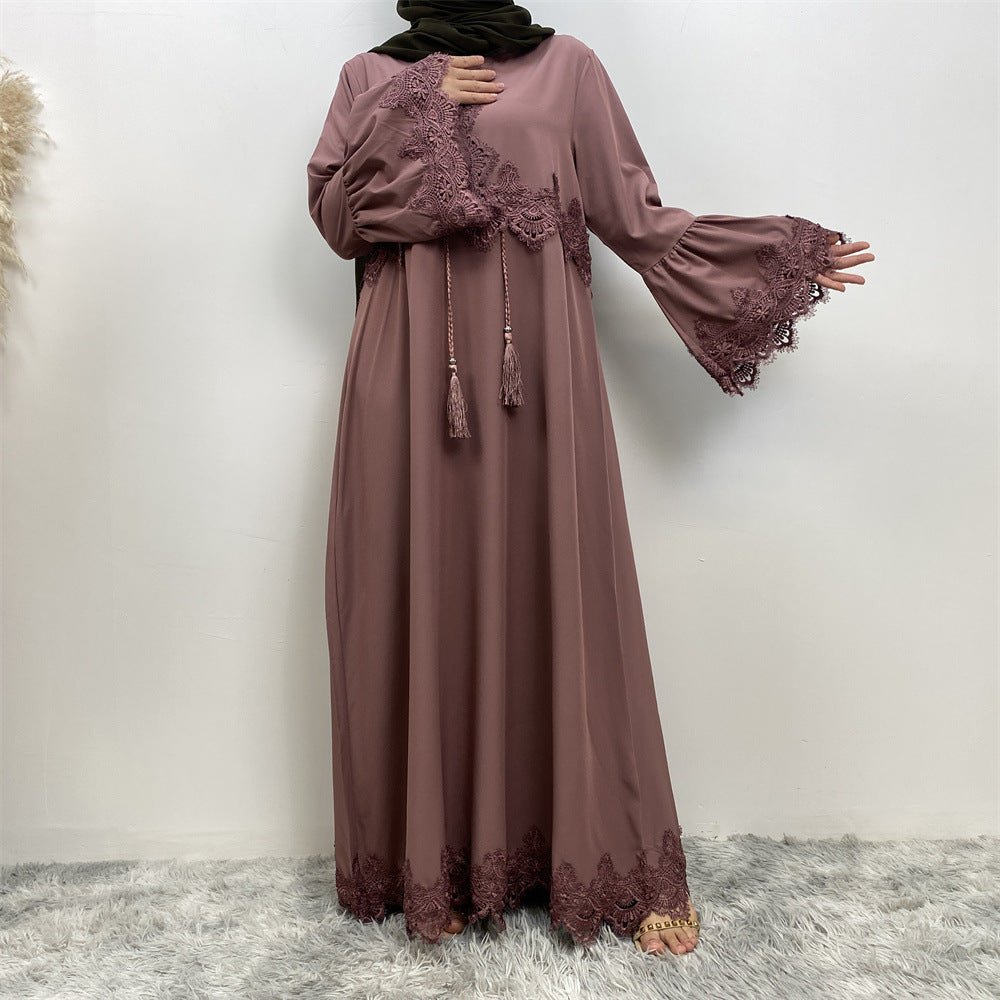 Elegant Versatile Lace Patchwork Abaya (MA137) - Mariam's Collection