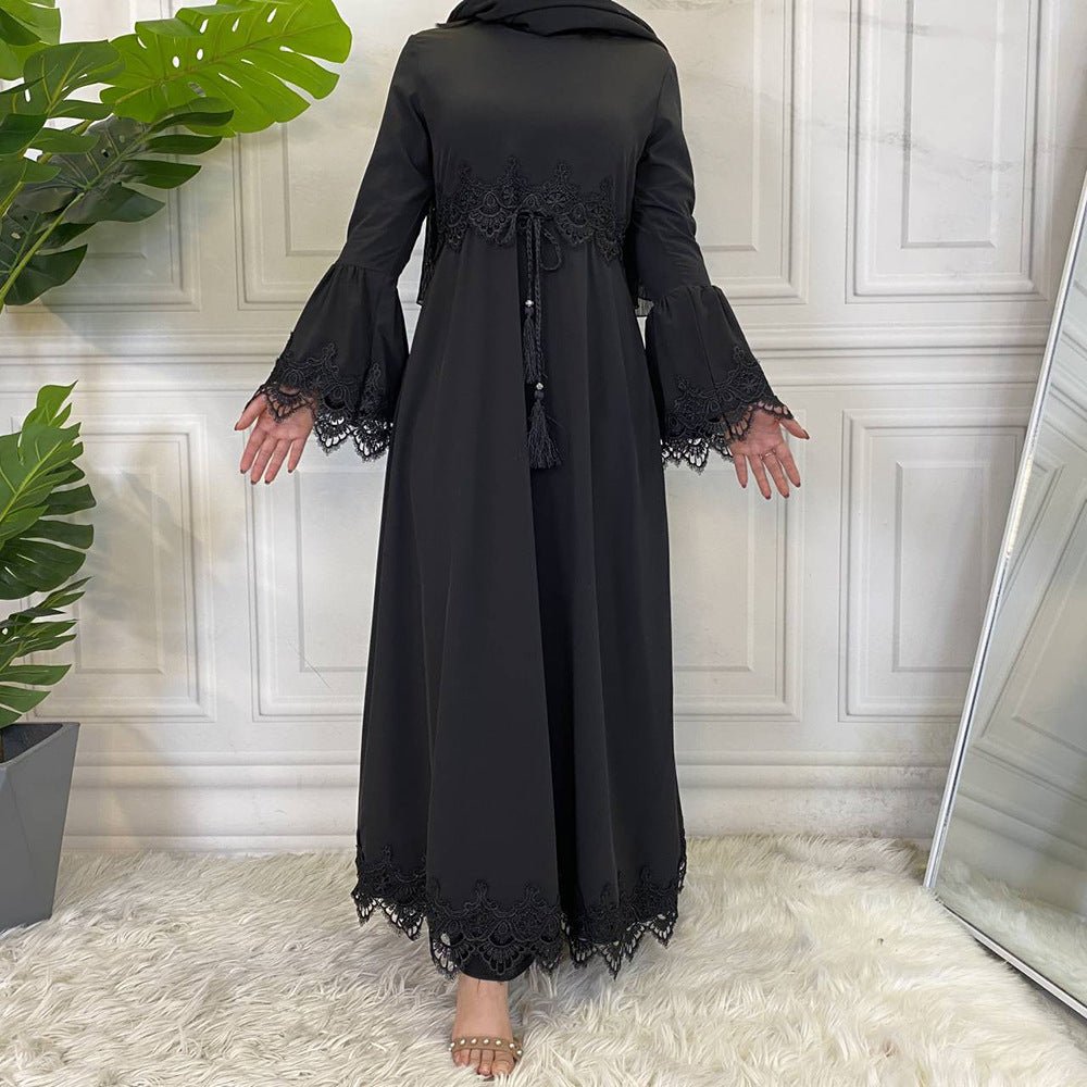 Elegant Versatile Lace Patchwork Abaya (MA137) - Mariam's Collection