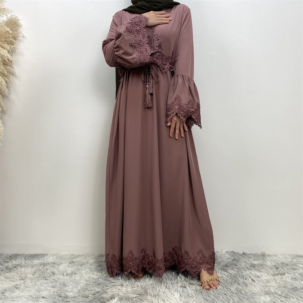 Elegant Versatile Lace Patchwork Abaya (MA137) - Mariam's Collection