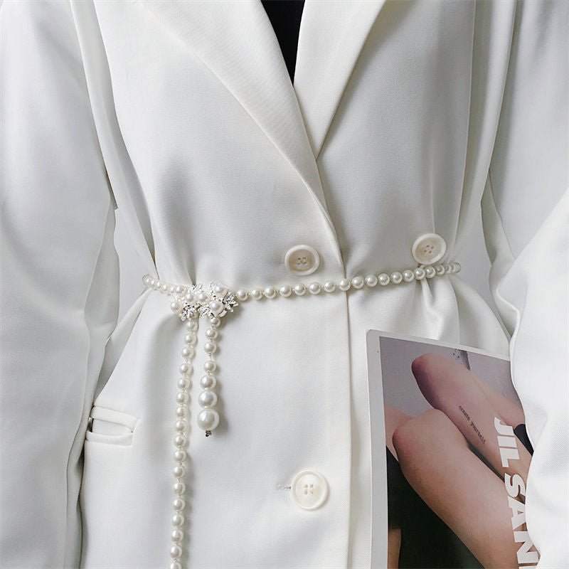 Elegant Versatile Pearl Cascade Waist Belt (MAC349) - Mariam's Collection