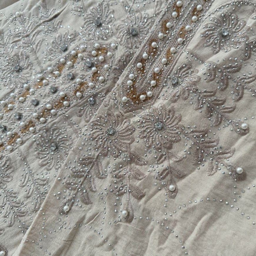 Embroidered Beaded Abaya Dress | Rhinestone-Embellished Modest Maxi Gown(MA476) - Mariam's Collection