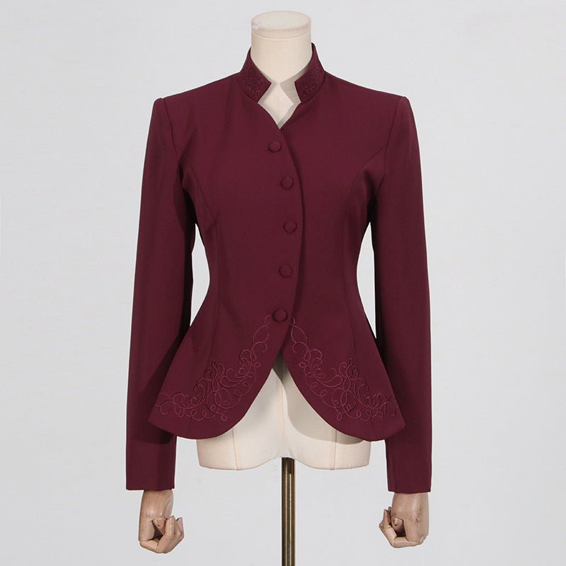 Embroidered Blazer & Pleated Skirt Set(MS214) - Mariam's Collection