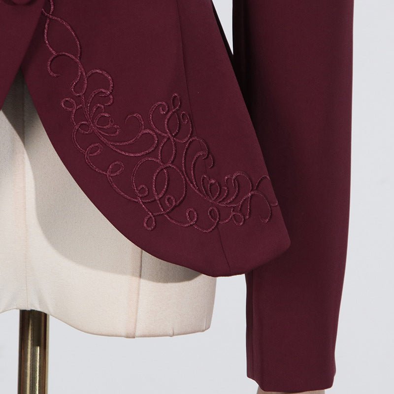 Embroidered Blazer & Pleated Skirt Set(MS214) - Mariam's Collection