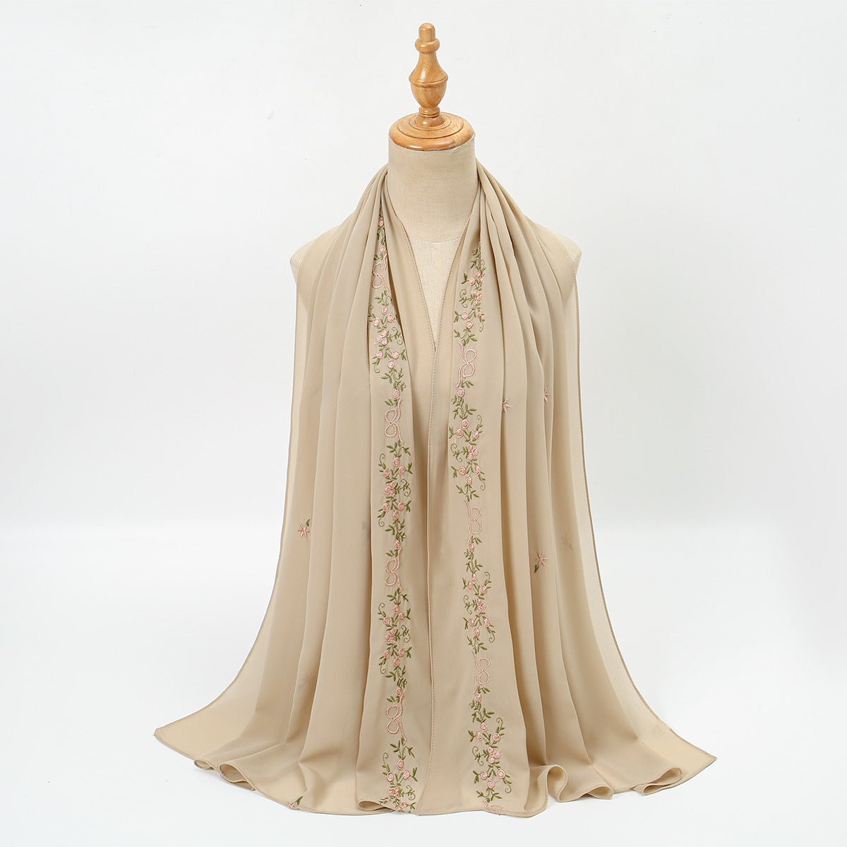 Embroidered Chiffon Hijab Scarf(MH220) - Mariam's Collection