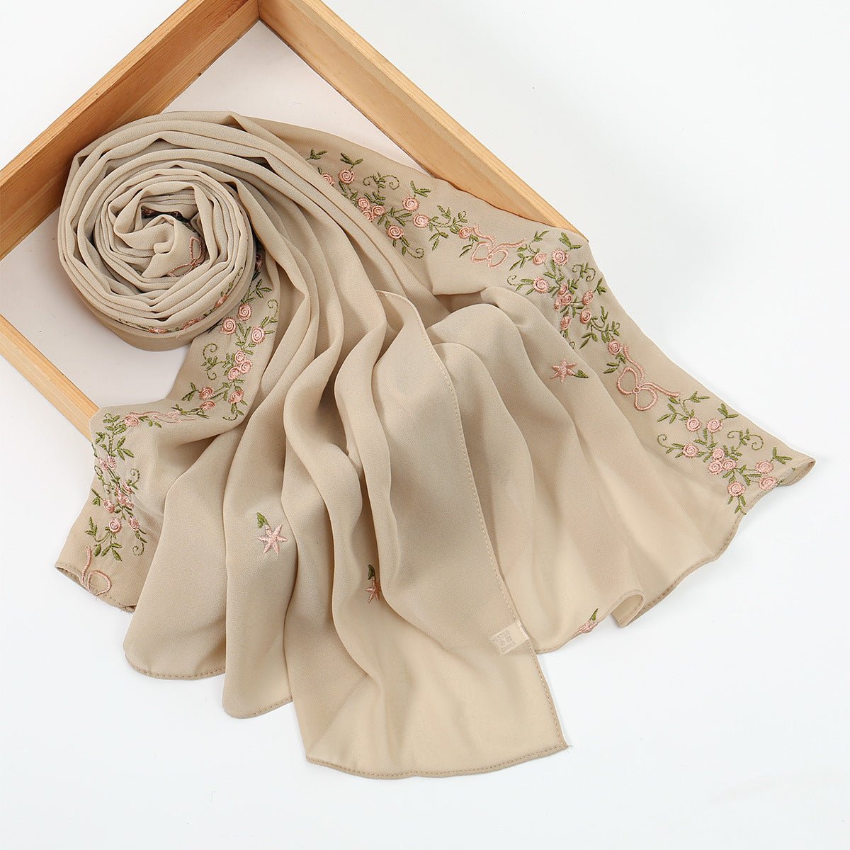 Embroidered Chiffon Hijab Scarf(MH220) - Mariam's Collection