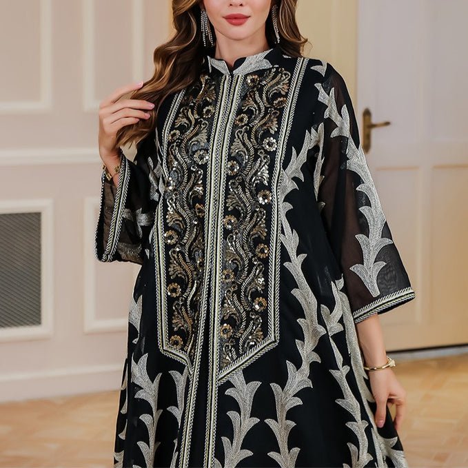 Embroidered Mesh Party Abaya(MA414) - Mariam's Collection