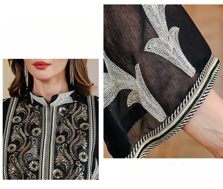 Embroidered Mesh Party Abaya(MA414) - Mariam's Collection