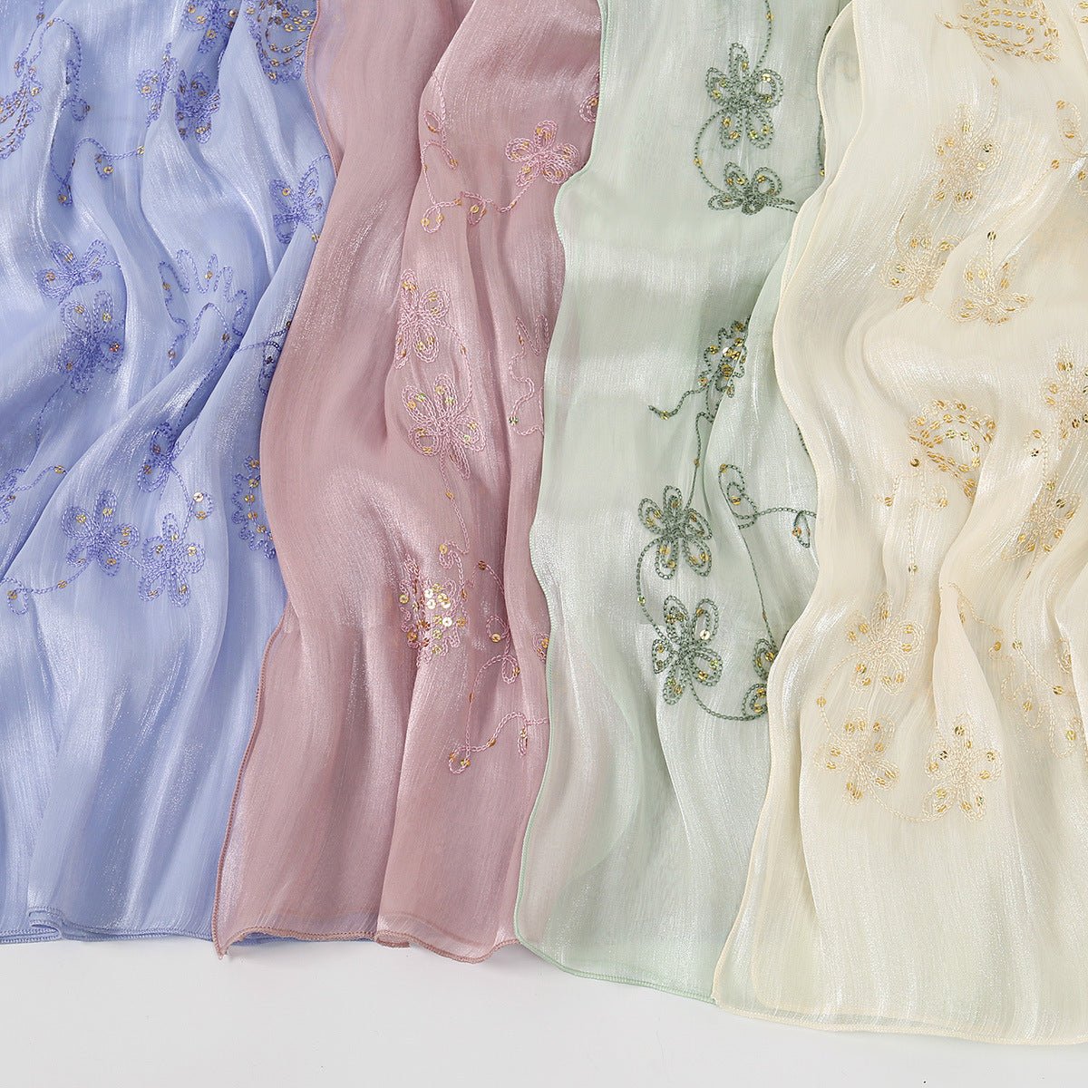 Embroidered Sequin Shimmer Hijab Scarf(MH248) - Mariam's Collection