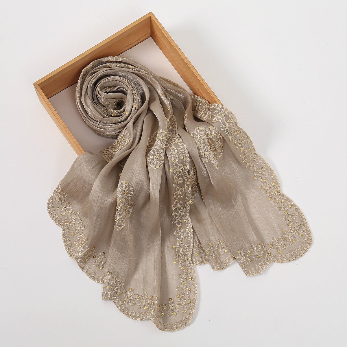 Embroidered Sequin Shimmer Hijab Scarf(MH248) - Mariam's Collection