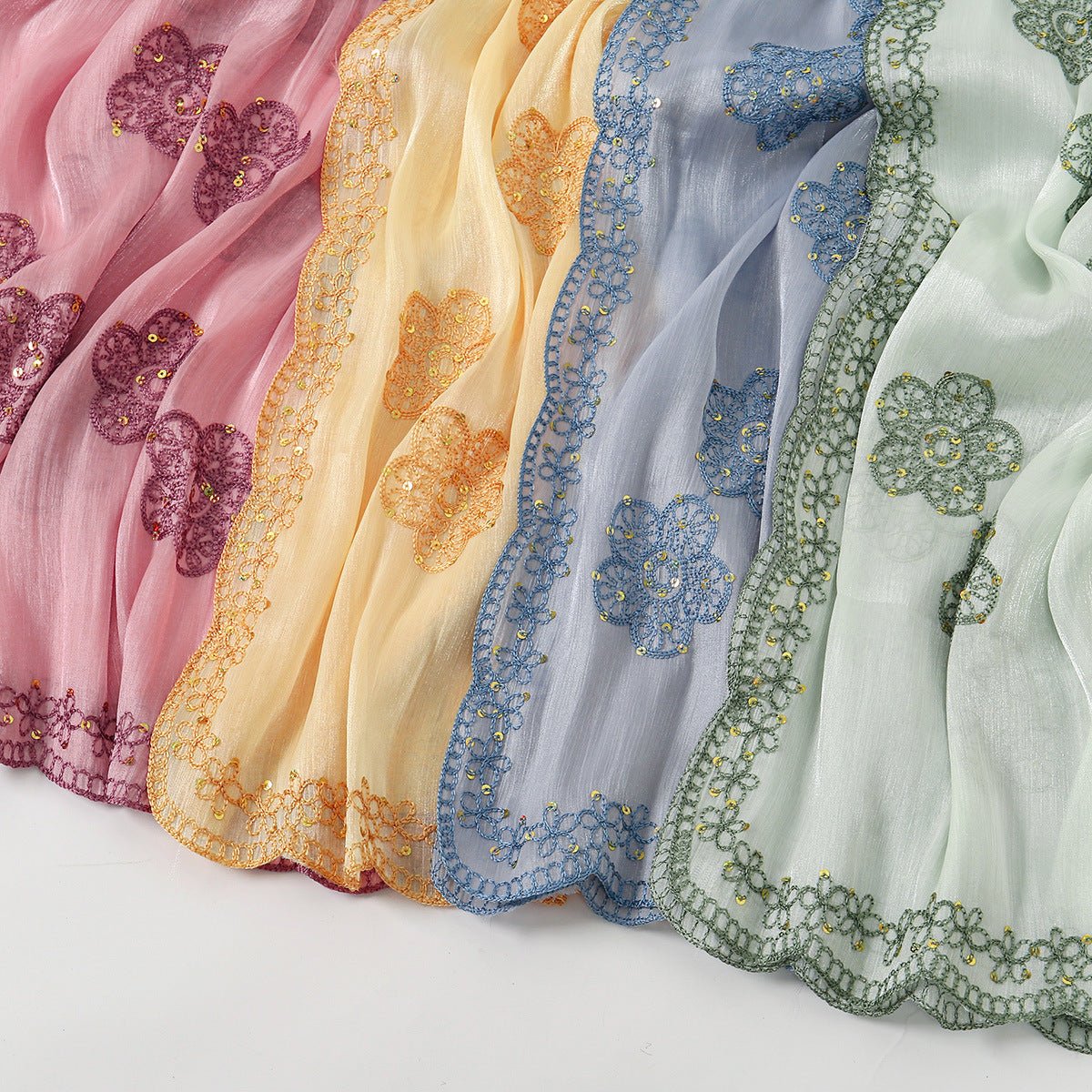 Embroidered Sequin Shimmer Hijab Scarf(MH248) - Mariam's Collection