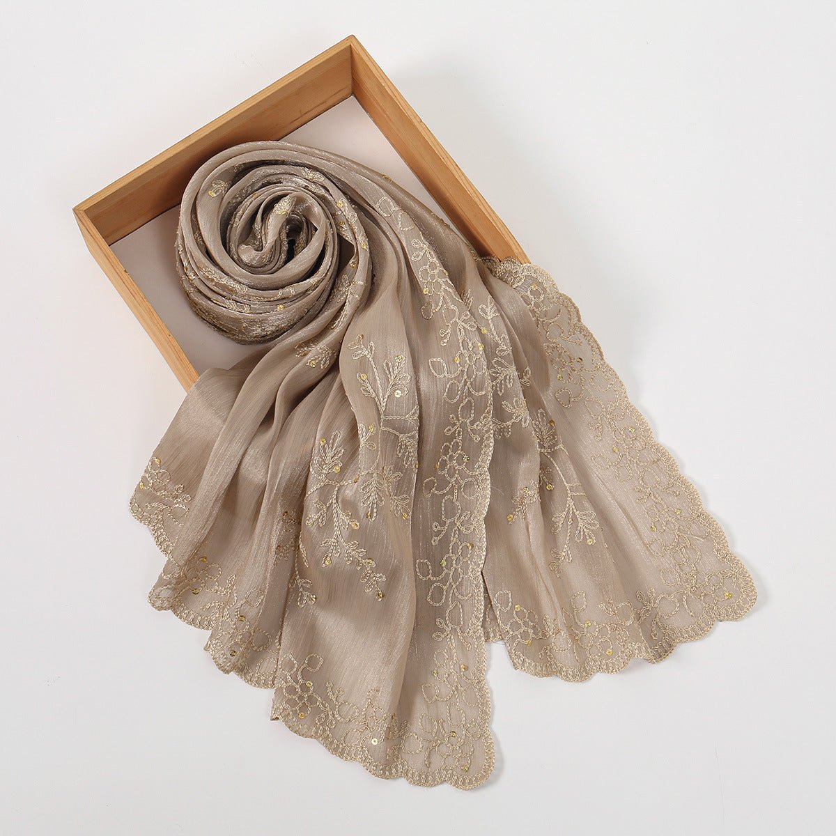 Embroidered Sequin Shimmer Hijab Scarf(MH248) - Mariam's Collection