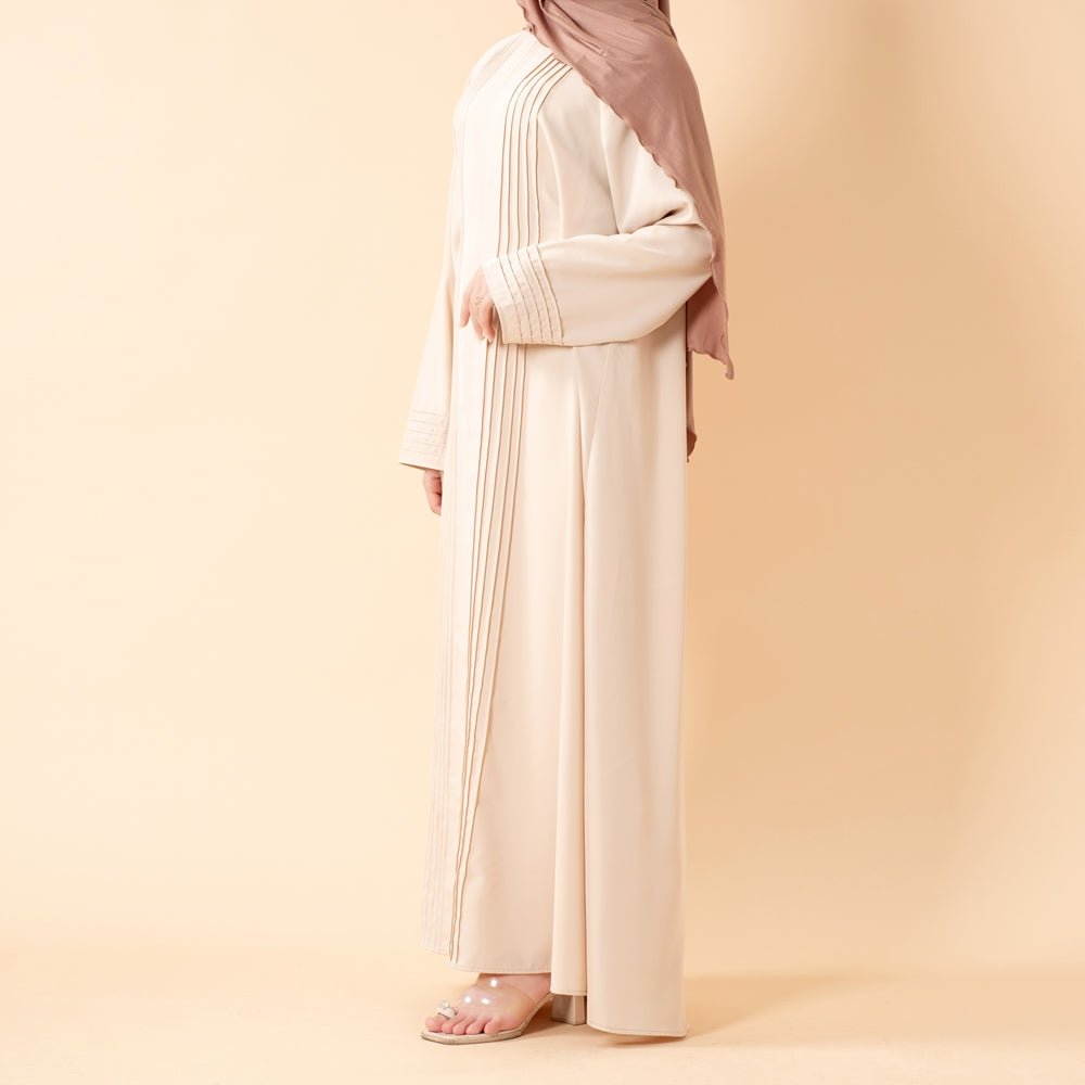 Essence Pleated Abaya – Sandstone Beige(MA254) - Mariam's Collection