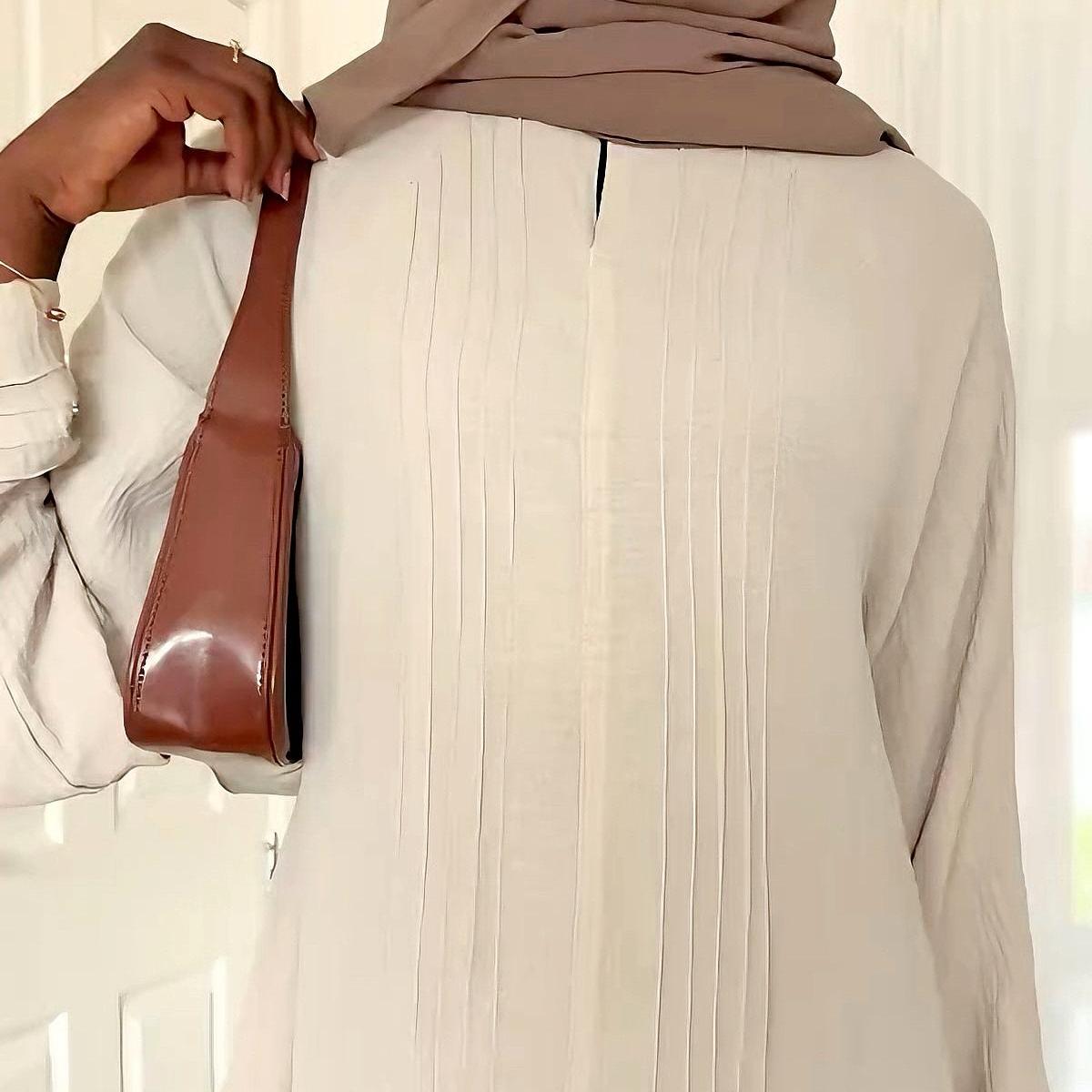 Essence Pleated Abaya – Sandstone Beige.(MA254) - Mariam's Collection