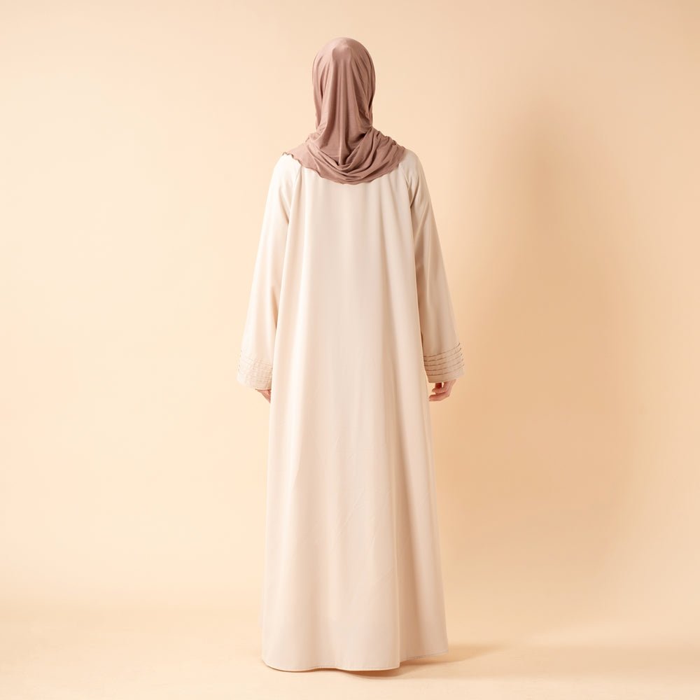 Essence Pleated Abaya – Sandstone Beige(MA254) - Mariam's Collection