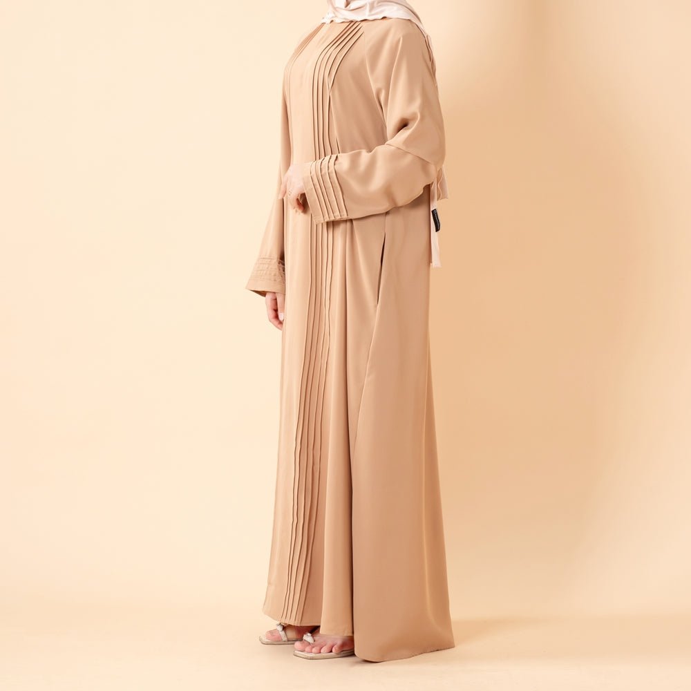 Essence Pleated Abaya – Sandstone Beige(MA254) - Mariam's Collection