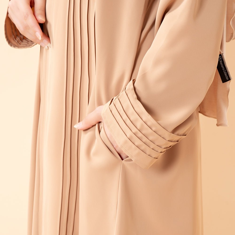 Essence Pleated Abaya – Sandstone Beige(MA254) - Mariam's Collection