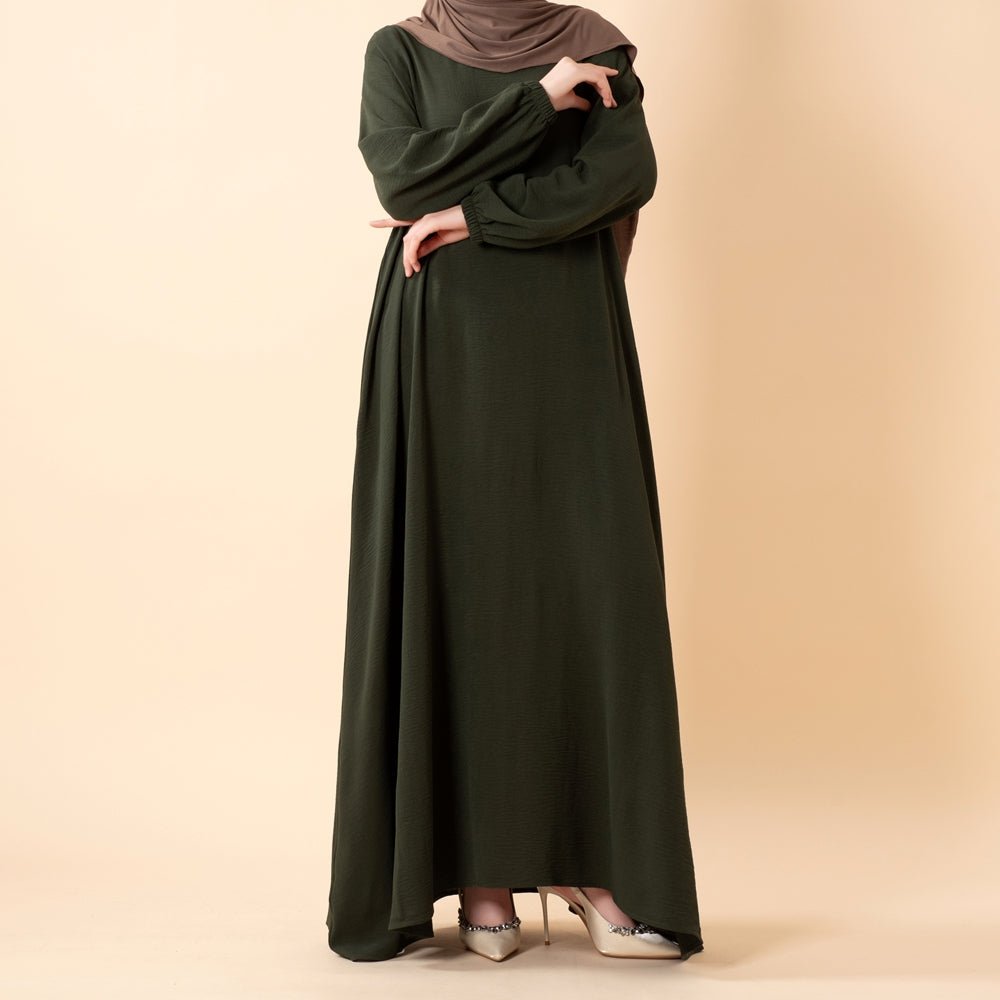 Styled outfit flat lay featuring Essential Flow crepe maxi dress