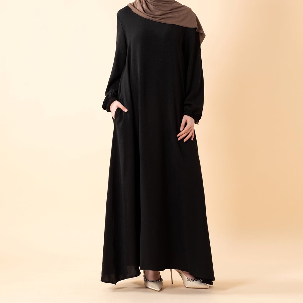 Essential Flow Crepe Maxi Dress with Pockets(MA385), Classic Black / S Essential Flow Crepe Maxi Dress with Pockets(MA385), Classic Black / S