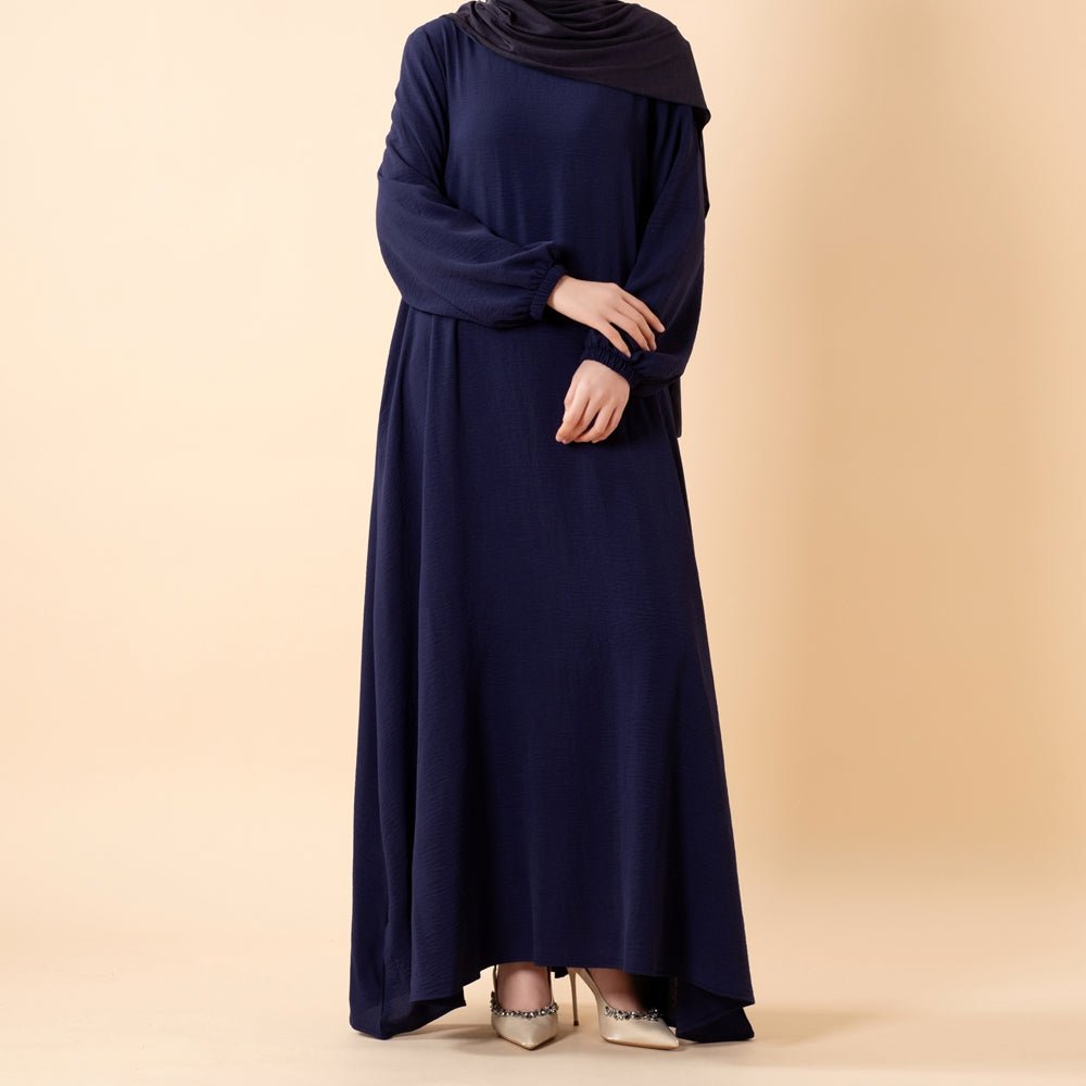 crepe maxi dress with sleeves Essential Flow Crepe Maxi Dress with Pockets(MA385), Midnight Navy / M