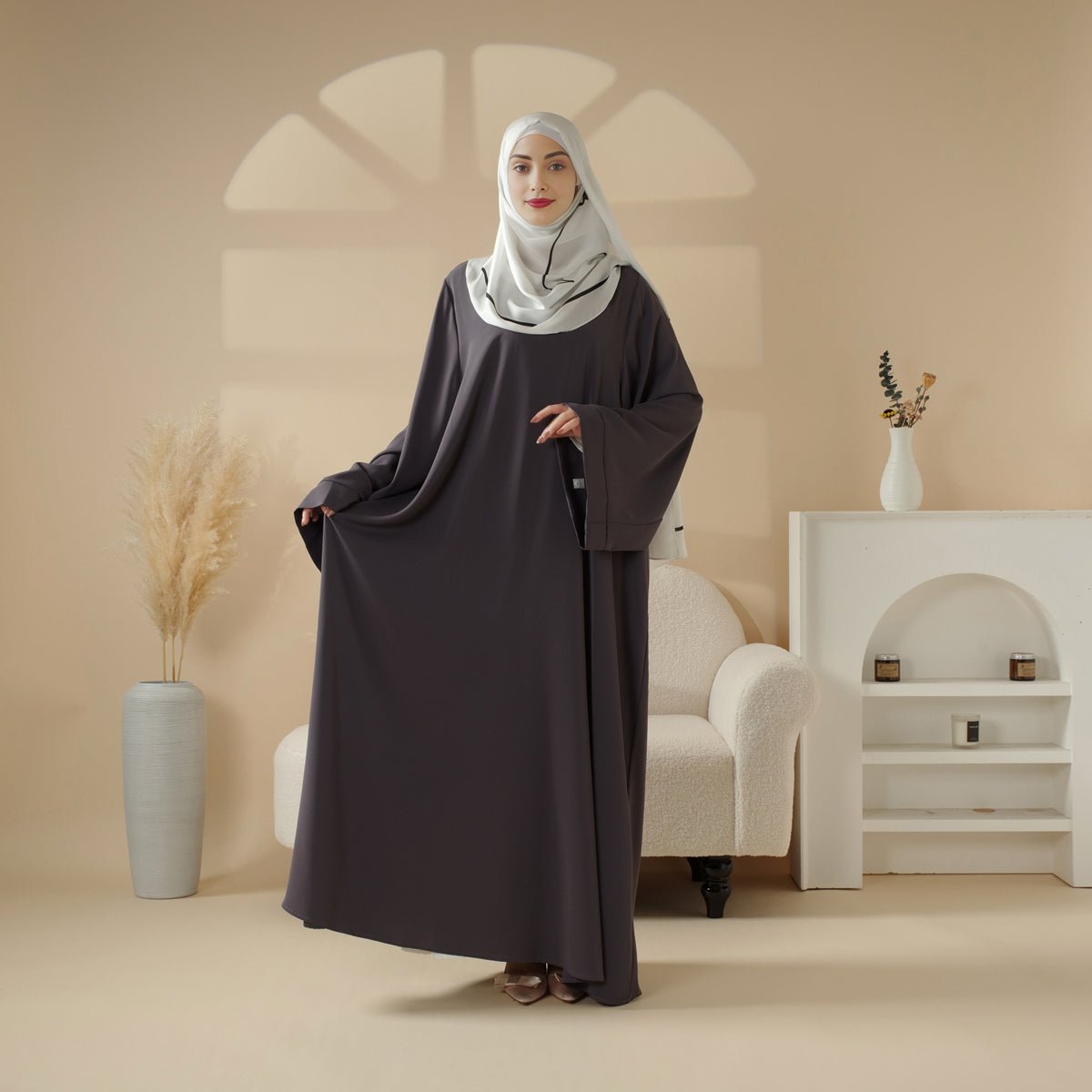 Essential Premium Loose Fit Abaya 2 - Piece Set with Versatile Pockets (MA120) - Mariam's Collection