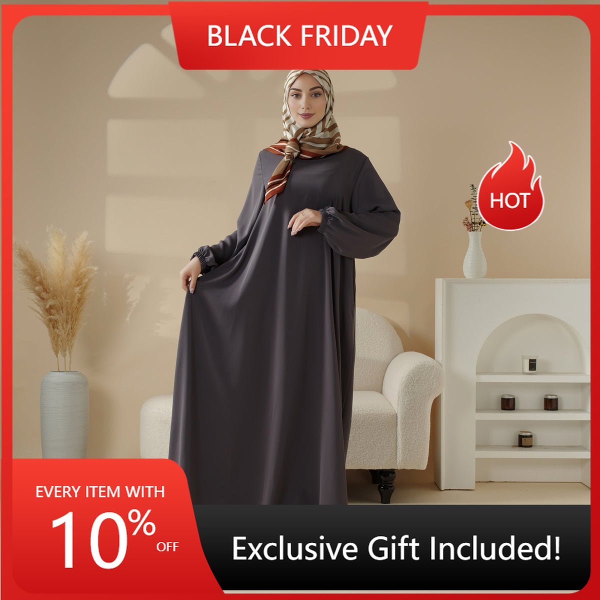 Essential Premium Versatile Pockets Umbrella Cut Abaya (MA113) - Mariam's Collection