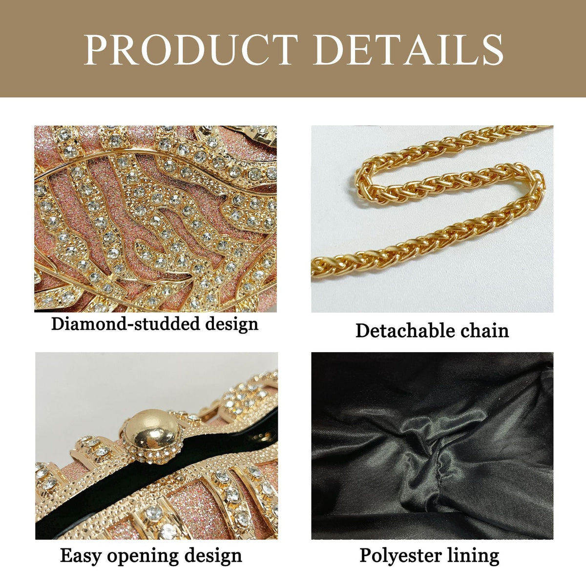 Exquisite Vintage Rhinestone Evening Clutch Bag - Luxury Statement Top-Handle Purse & Shoulder Crossbody for Parties & Weddings（MAC492） - Mariam's Collection