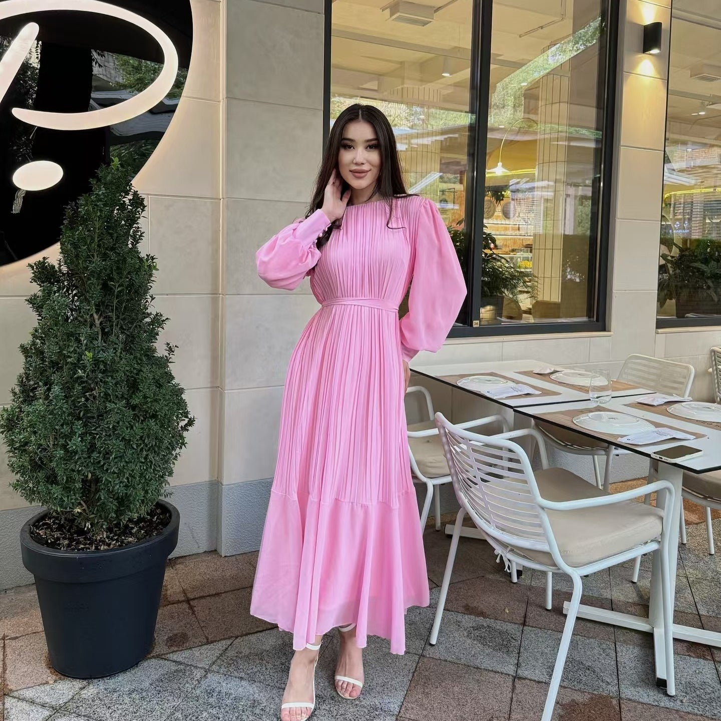 Pleated Tiered Maxi Dress(MS466)