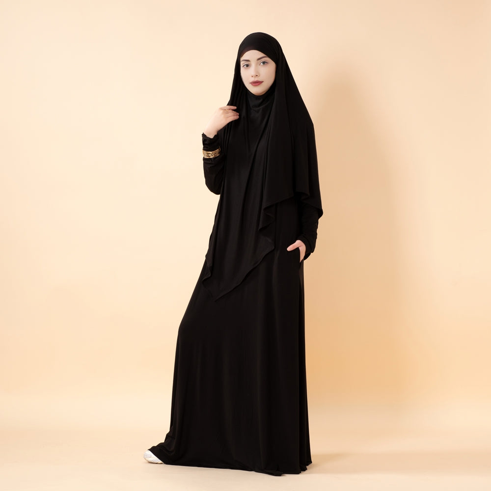 Serenity Veil Set | Premium Lenzing™ Modal Khimar & Dress Two-Piece Set (MK029)