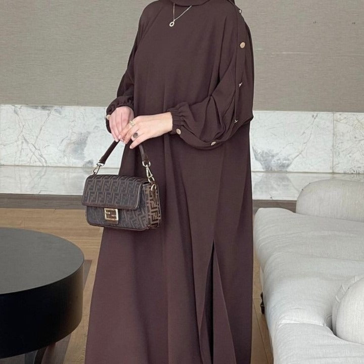 Textured Puff Sleeve Maxi Abaya(MS526)