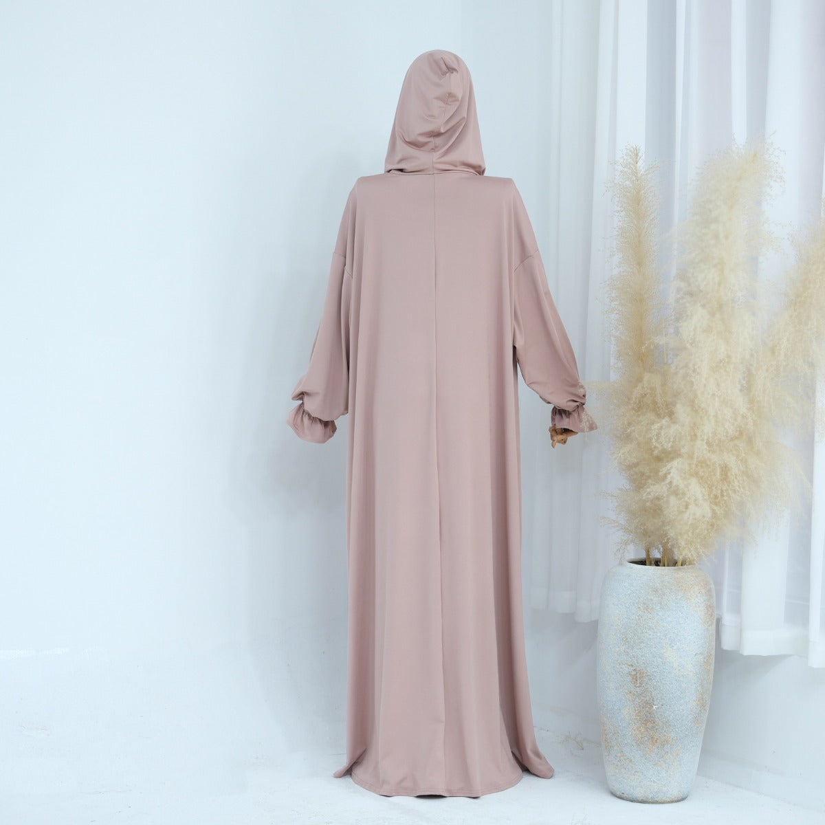 Modest Casual Hooded Abaya Collection | Tone Robes with Bubble Sleeves (MJ021)
