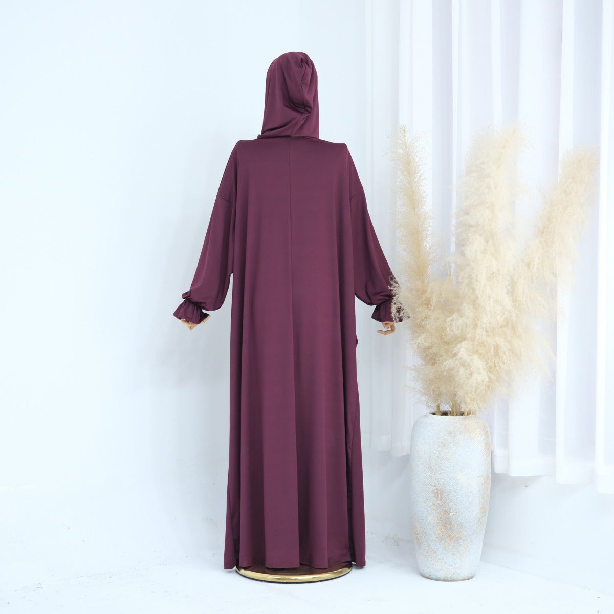Modest Casual Hooded Abaya Collection | Tone Robes with Bubble Sleeves (MJ021)