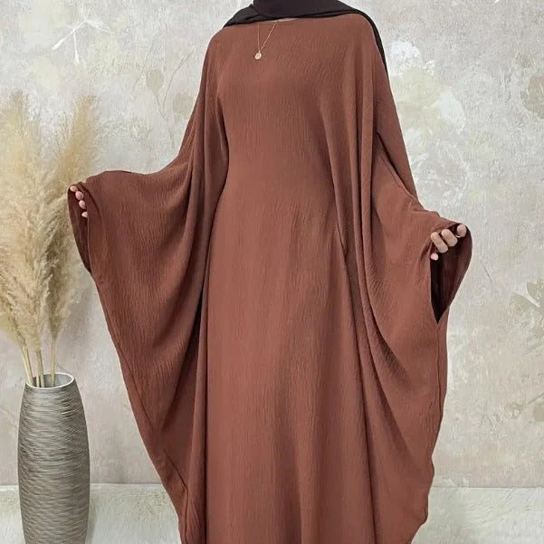 Modest Batwing Sleeve  Loose Solid Color Maxi Abaya(MA172)