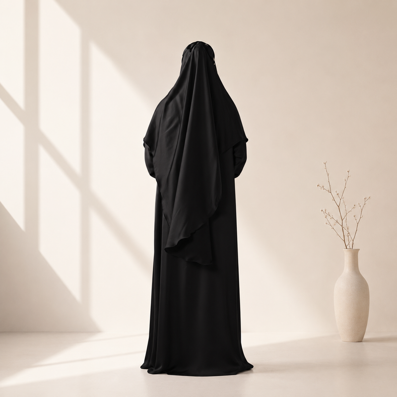 Archive Piece Abaya With Khimar | Satin Khimar and Abaya- MP001 (Size M Only)