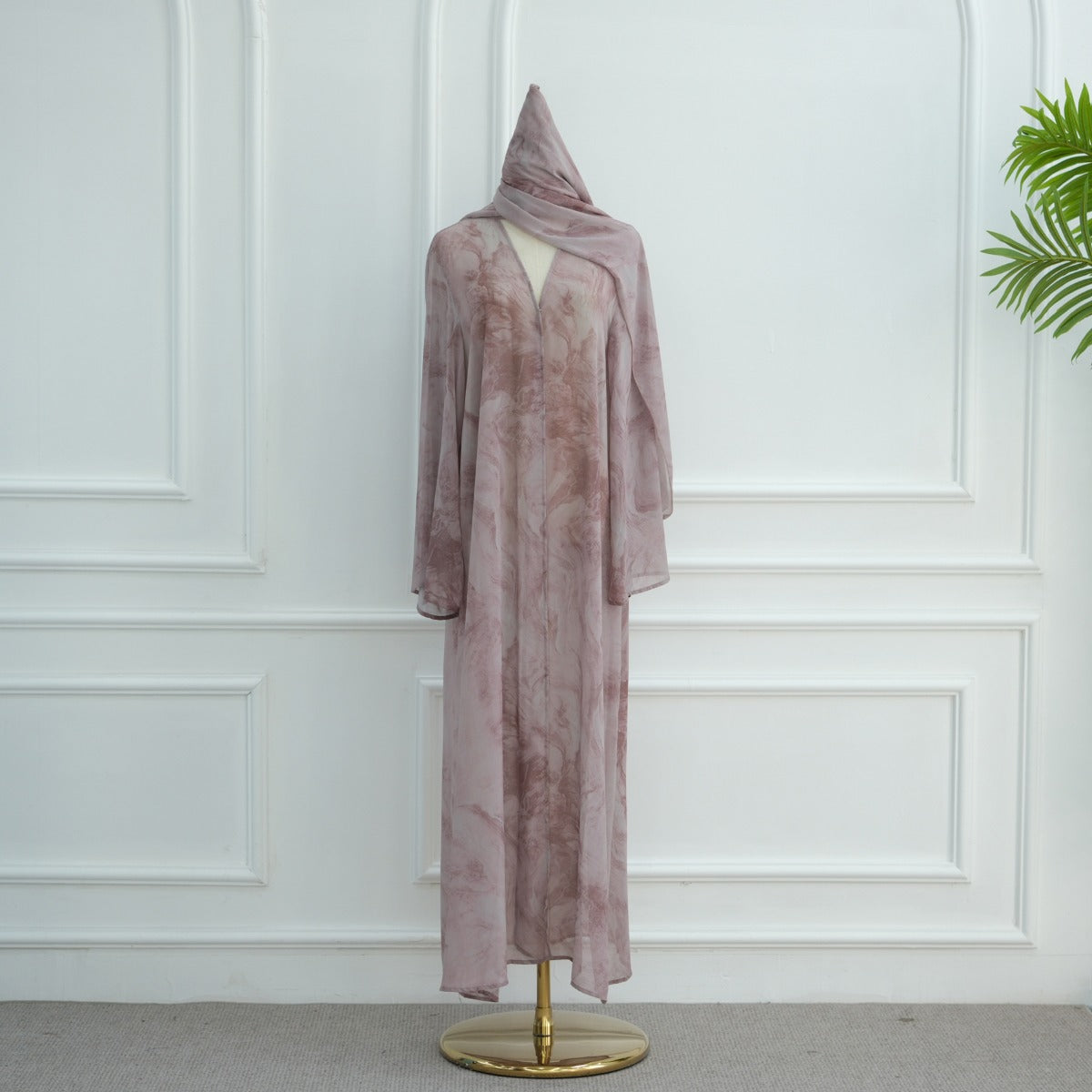 Printed Cardigan Abaya Collection | Modest Luxury Loungewear Feather-Print Robes (MOA194)