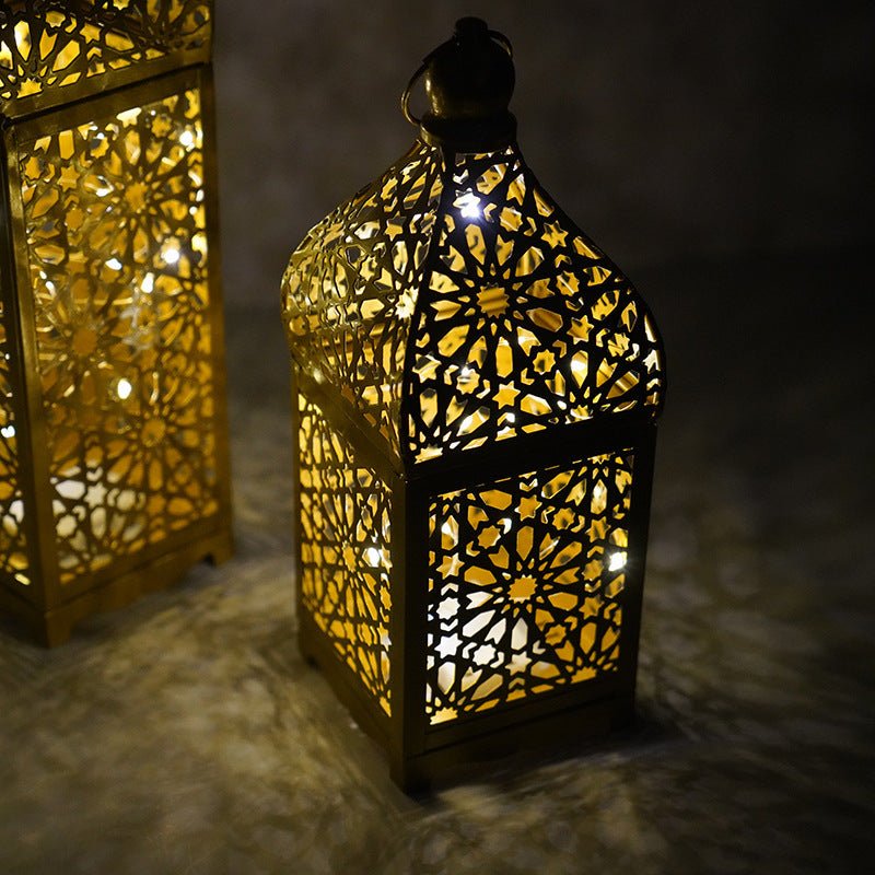 Festive Home Craft Decor Ramadan Hollow Moroccan Iron Lantern (MAC402) - Mariam's Collection