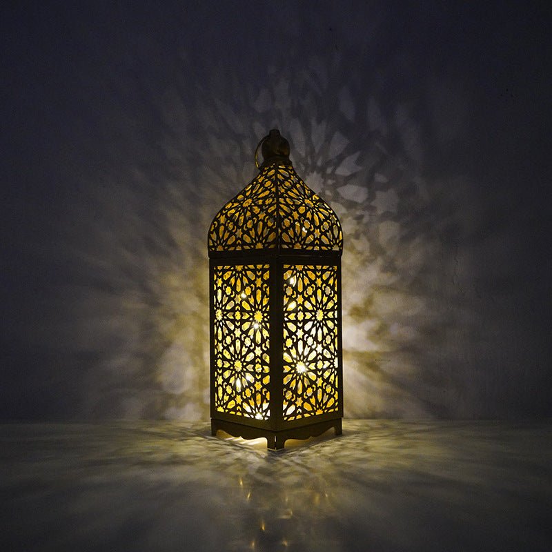 Festive Home Craft Decor Ramadan Hollow Moroccan Iron Lantern (MAC402) - Mariam's Collection