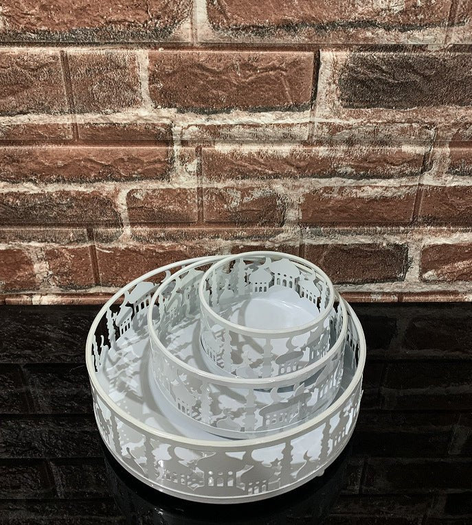 Festive Ramadan Iron Tray Candy Box 3 - Piece Set (MAC382) - Mariam's Collection