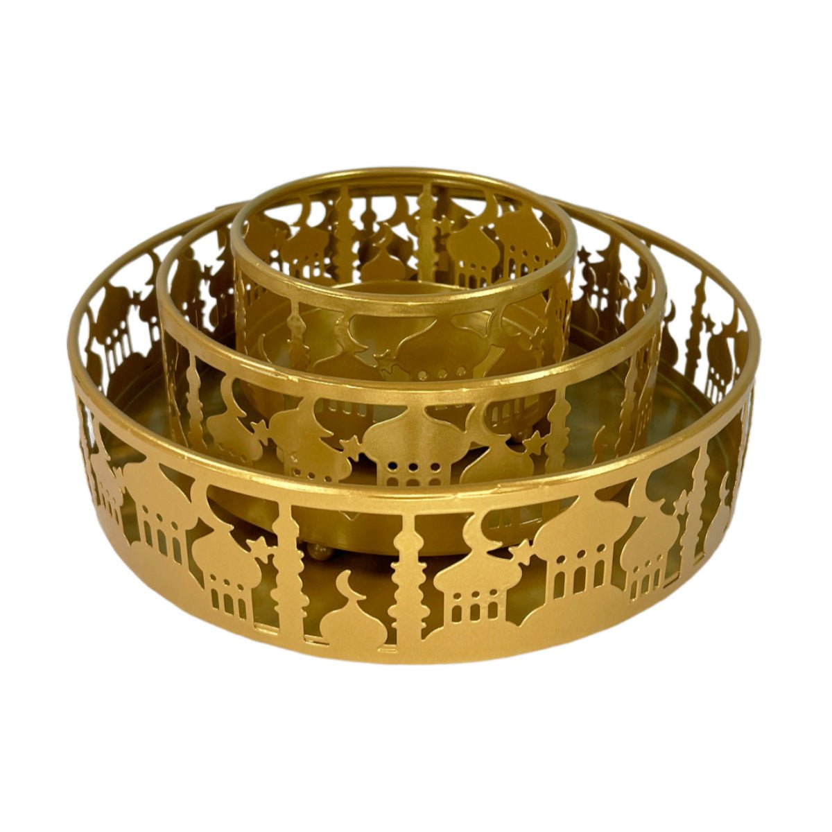 Festive Ramadan Iron Tray Candy Box 3 - Piece Set (MAC382) - Mariam's Collection