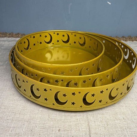Festive Ramadan Iron Tray Candy Box 3 - Piece Set (MAC382) - Mariam's Collection