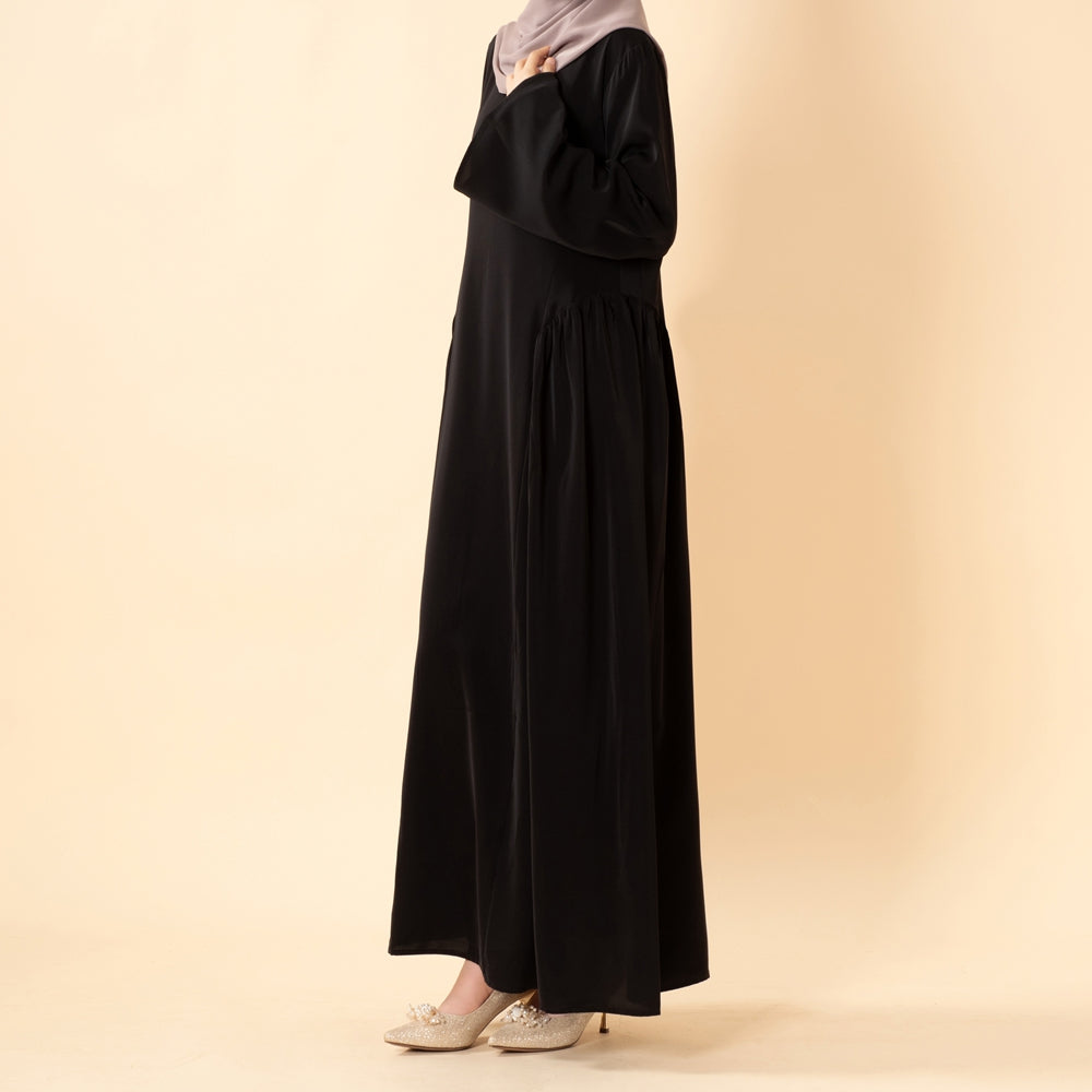 Nida Flared Maxi Dress with Pleated A-Line Skirt & Wide Bell Sleeves(MS435)