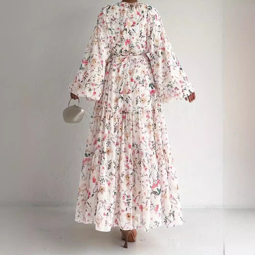Floral Chiffon Dress(MA408) - Mariam's Collection