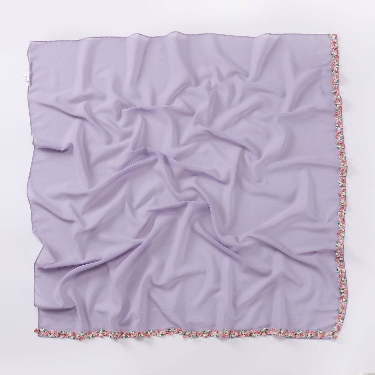 Floral Embellished Chiffon Hijab Scarf(MH221) - Mariam's Collection