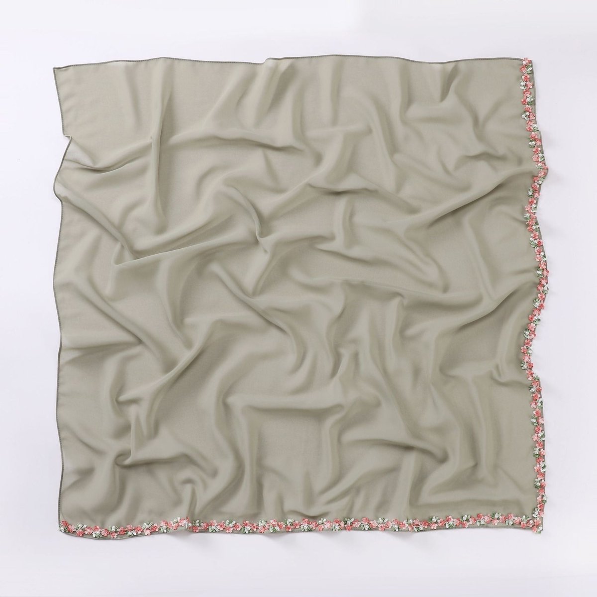 Floral Embellished Chiffon Hijab Scarf(MH221) - Mariam's Collection