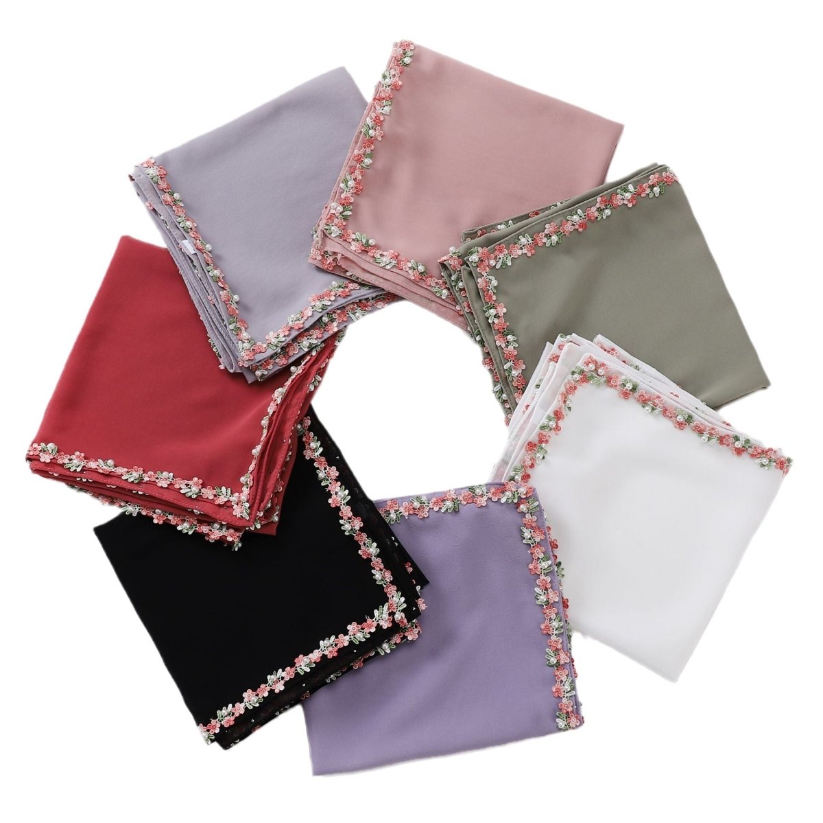 Floral Embellished Chiffon Hijab Scarf(MH221) - Mariam's Collection