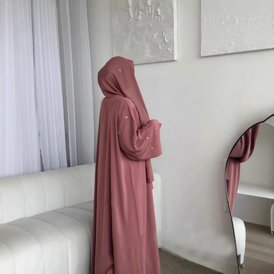 Floral Embroidered Abaya & Hijab Set(MOA248) - Mariam's Collection