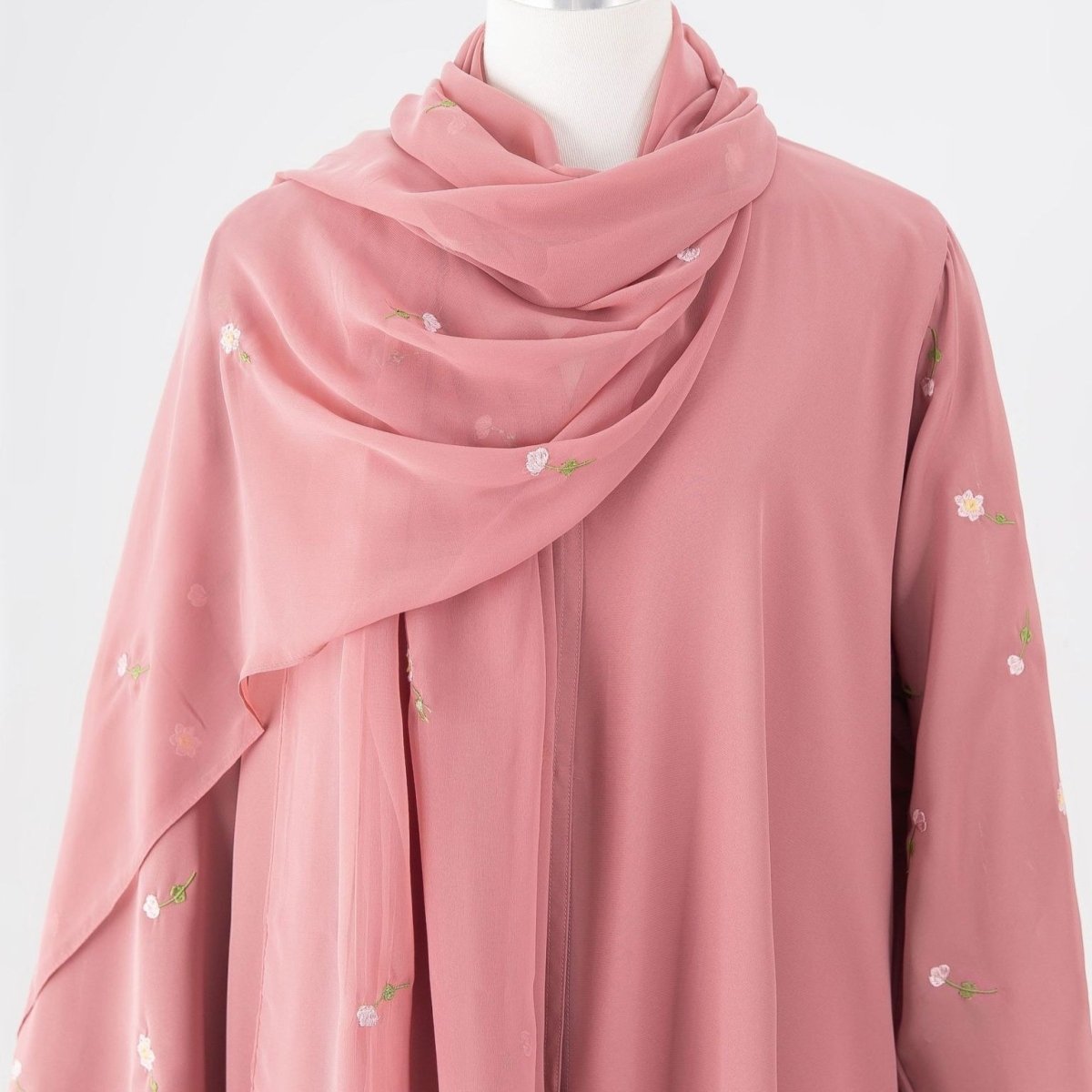 Floral Embroidered Abaya & Hijab Set(MOA248) - Mariam's Collection
